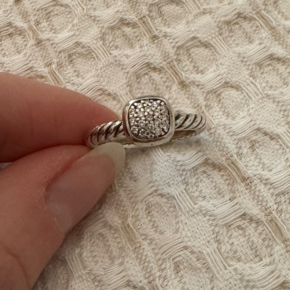 David Yurman Cable Collectibles Pave Diamond Cushion Stacking Ring